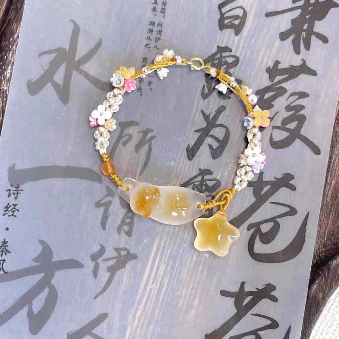 「逐秋·桂花树上桂花猫」手工编绳可爱猫咪项链星星编绳秋冬手链