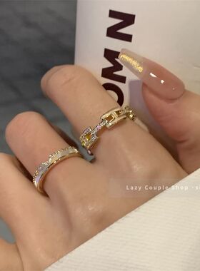 大爆款!轻奢名媛贝壳字母精致叠戴戒指女ins小众高级感时尚指环