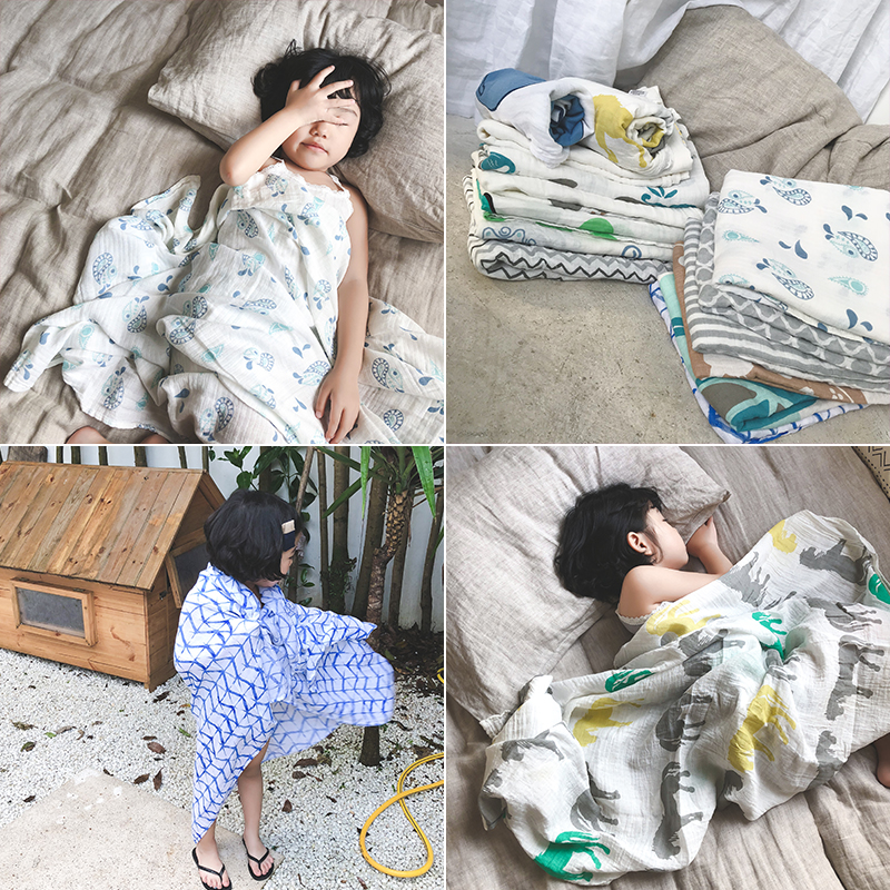 2018奶油cream夏季新款嬰幼兒童男女寶寶新生兒包巾抱毯浴巾紗巾