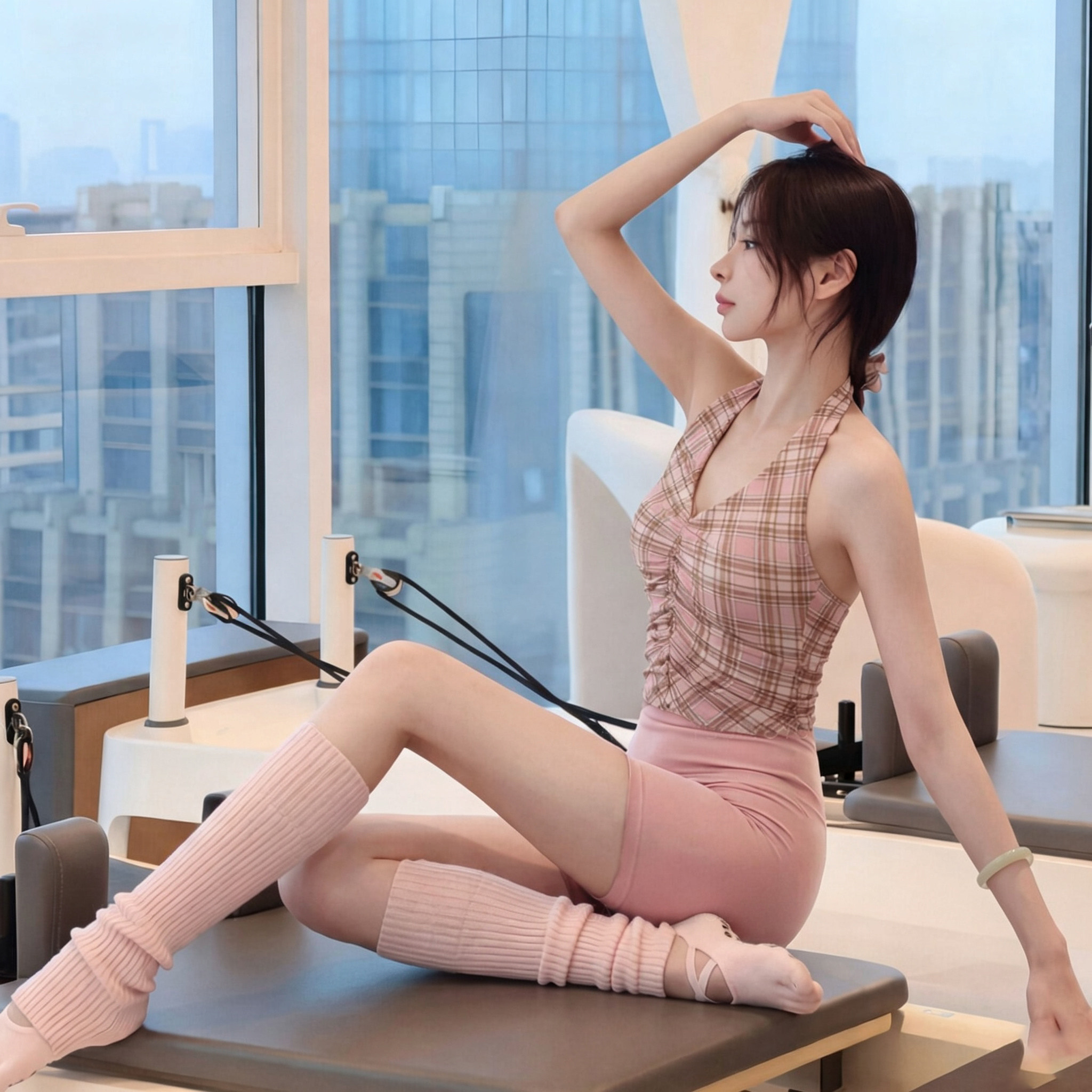 粉色瑜伽背心女2026新款绝美普拉提训练服高级感带胸垫健身服套装