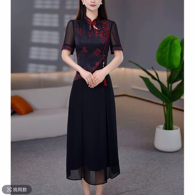 夏季新中式轻奢显瘦连衣裙