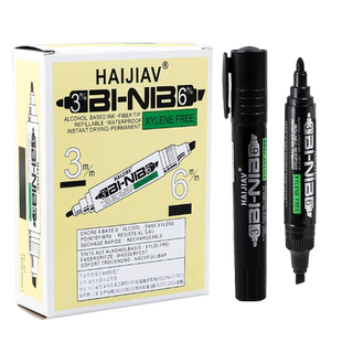 海佳双杰记号笔黑色油性粗细大头笔防水不掉色双头大两头粗头不可擦红色油墨水粗防油马克笔蓝色记厨号笔大号