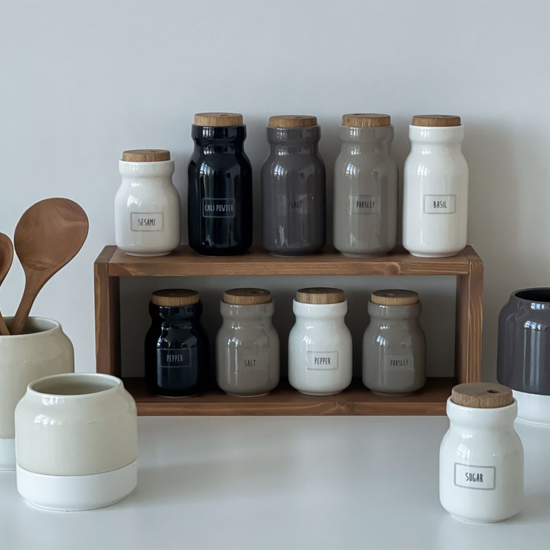 韩国进口tackaon陶瓷调料瓶防潮厨房调料罐家用旋转撒粉调料瓶罐