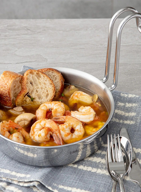 韩国edelkochen不锈钢天鹅颈锅汤锅面包锅炒锅电磁炉明火烤盘煎锅