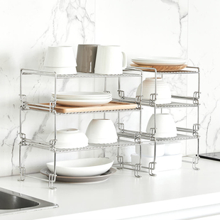 韩国EACH304不锈钢多层餐具收纳架柜内隔板分层餐具调料收纳置物