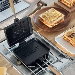 韩式 笑脸面包吐司夹锅家用燃气灶野营双面薄饼蛋饼三明治早餐机