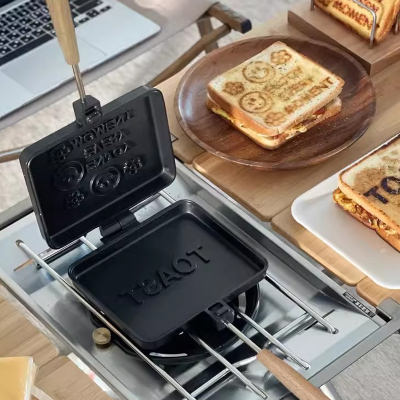 韩式笑脸面包吐司夹锅家用燃气灶野营双面薄饼蛋饼三明治早餐机