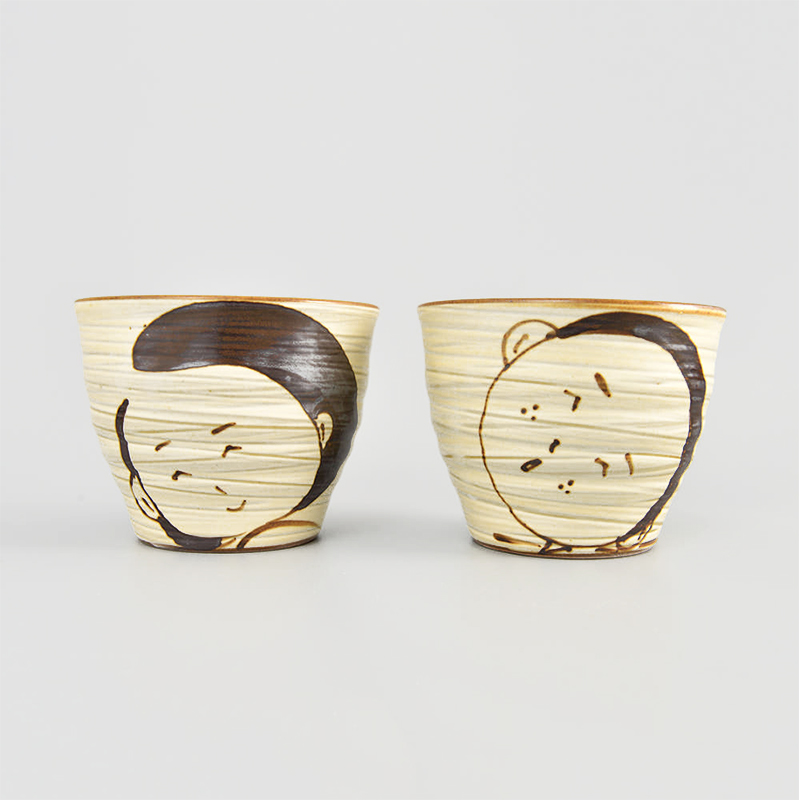 韩式复古人物画情侣杯咖啡杯早餐水杯粗陶手握水杯