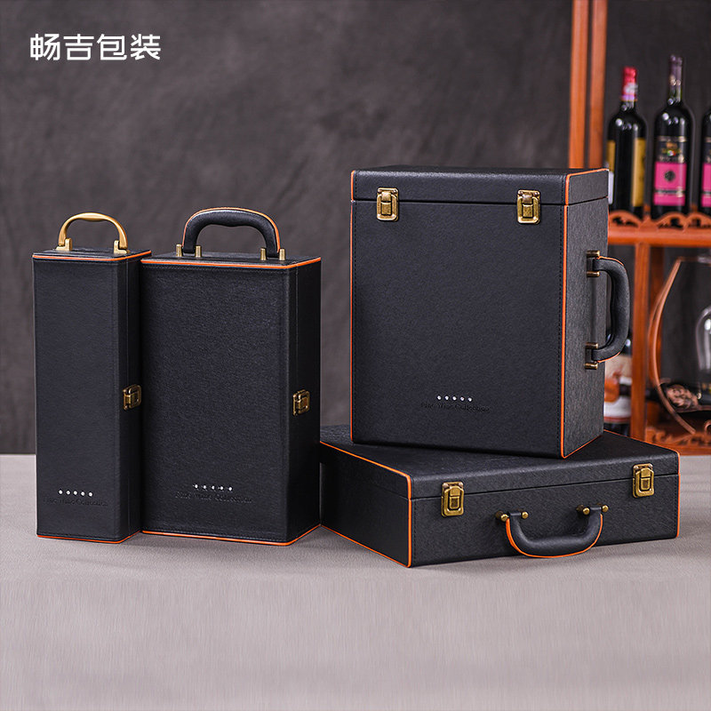 水钻红酒盒 六支装单双支皮盒六只红酒礼盒现货镶钻葡萄酒包装箱