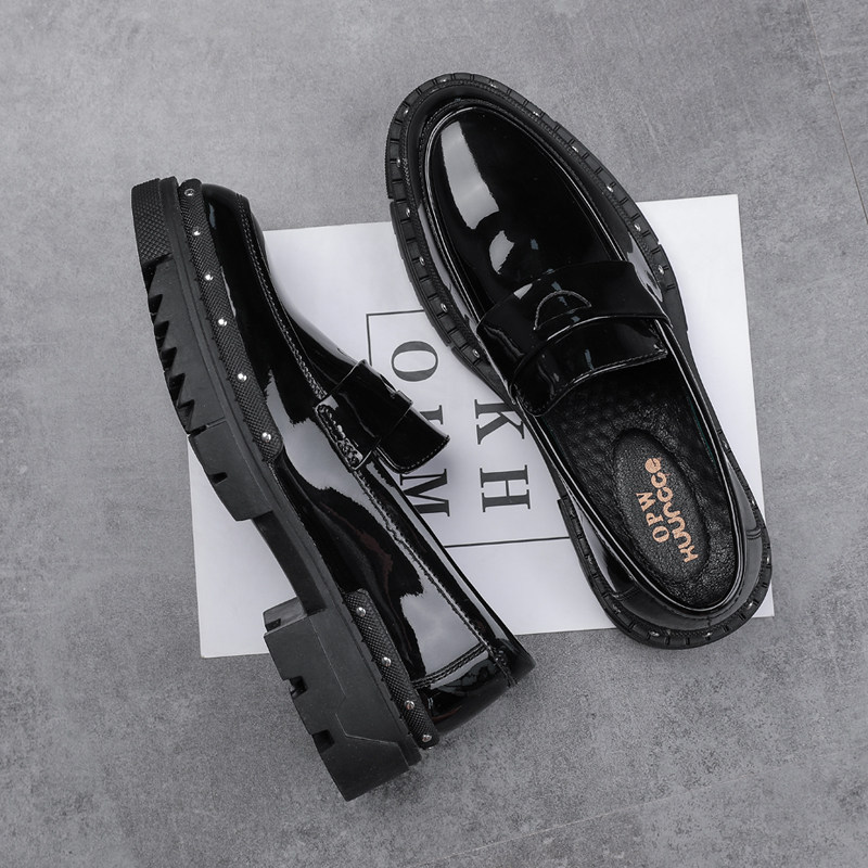 英伦风一脚蹬皮鞋男士韩版百搭帅气潮鞋男青年正装休闲鞋子工作鞋,流行男鞋,休闲皮鞋,淘宝优惠券,粉丝福利购,淘宝优惠卷