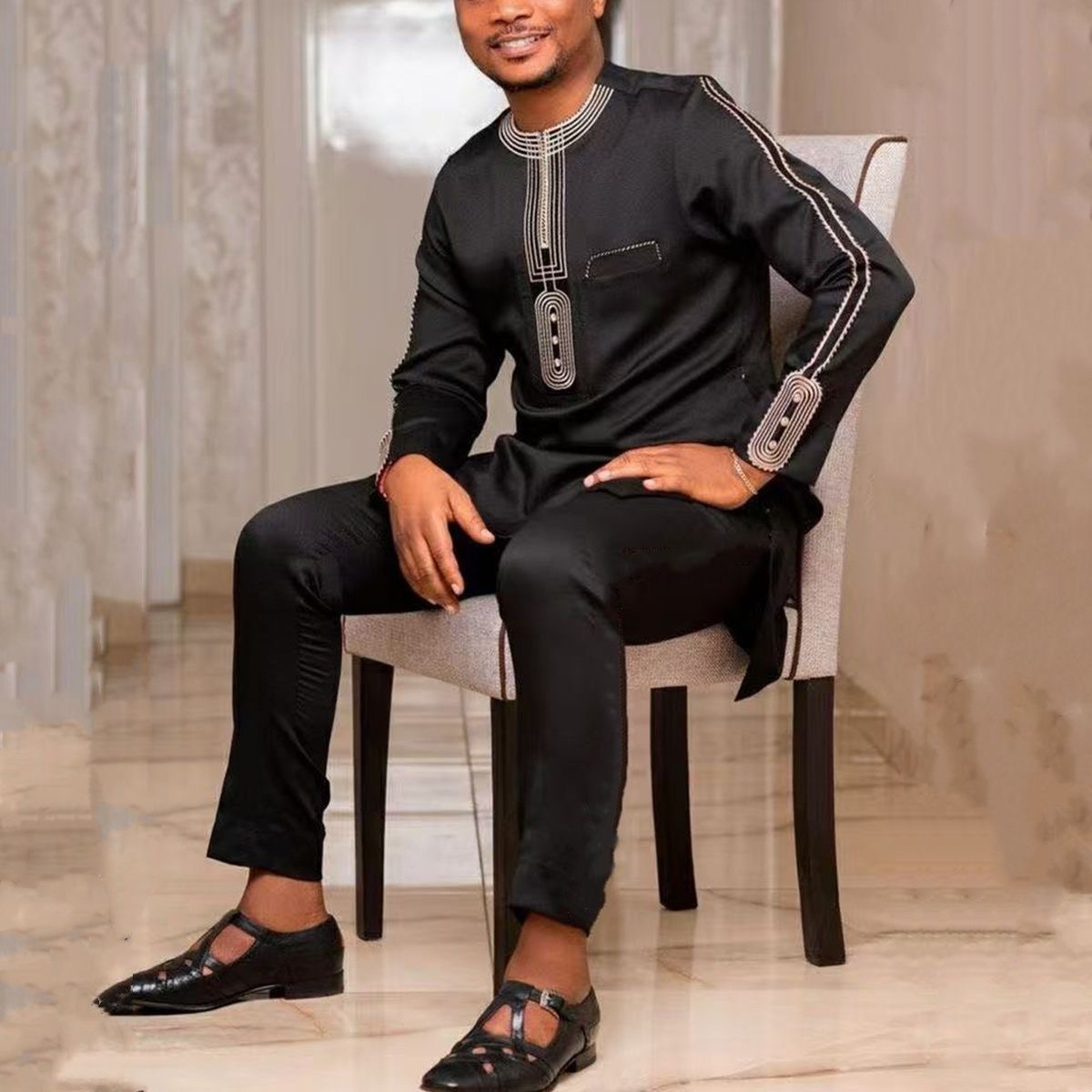 非洲男士传统西装两件套装African MuslimMen Suits 2Pc Outfit