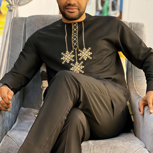 Dashiki African Men Suit Sets非洲民族男士传统服饰套装刺绣
