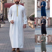 Men Robe Thobe Muslim Dress男士 阿拉伯长袍刺绣民族连体衣袍子