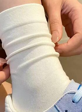 秋冬款无骨月子袜中筒袜学生百搭袜子防臭女袜日常百搭白色日系风