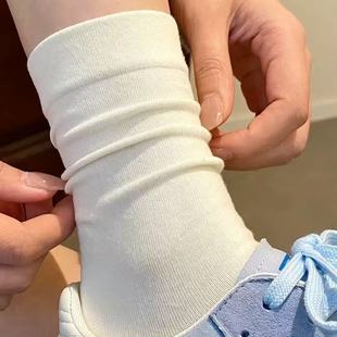 秋冬款 无骨月子袜中筒袜学生百搭袜子防臭女袜日常百搭白色日系风