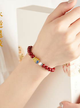 极速朱砂手串好运锦鲤珠本命年手链女款上岸逢考S必过高考金榜题