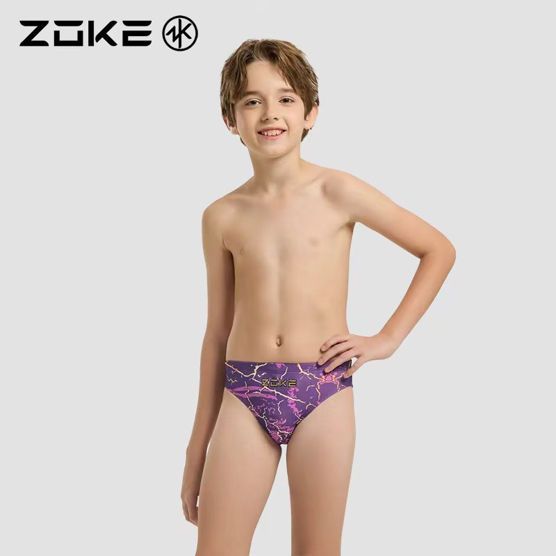 ZOKE洲克新款女男童游泳衣裤专业比赛训练连体三角平角长训