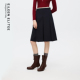 朗姿欧洲EiLEEN ELITEE羊毛半身裙高腰A摆压褶2025年秋季 新款