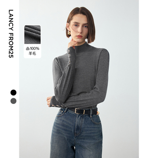 新款 2024年冬季 气质内搭新年 纯羊毛毛针织衫 朗姿可机洗复古灯笼袖