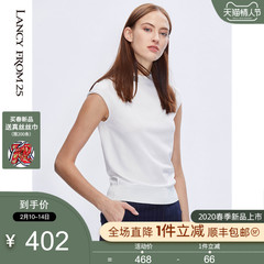朗姿针织衫女2020年春季新款凉爽条码提花小樽领无袖套头衫上衣