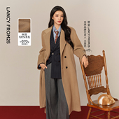 王楚然同款 朗姿纯羊毛法式 通勤大衣修身 毛呢外套冬季 新款