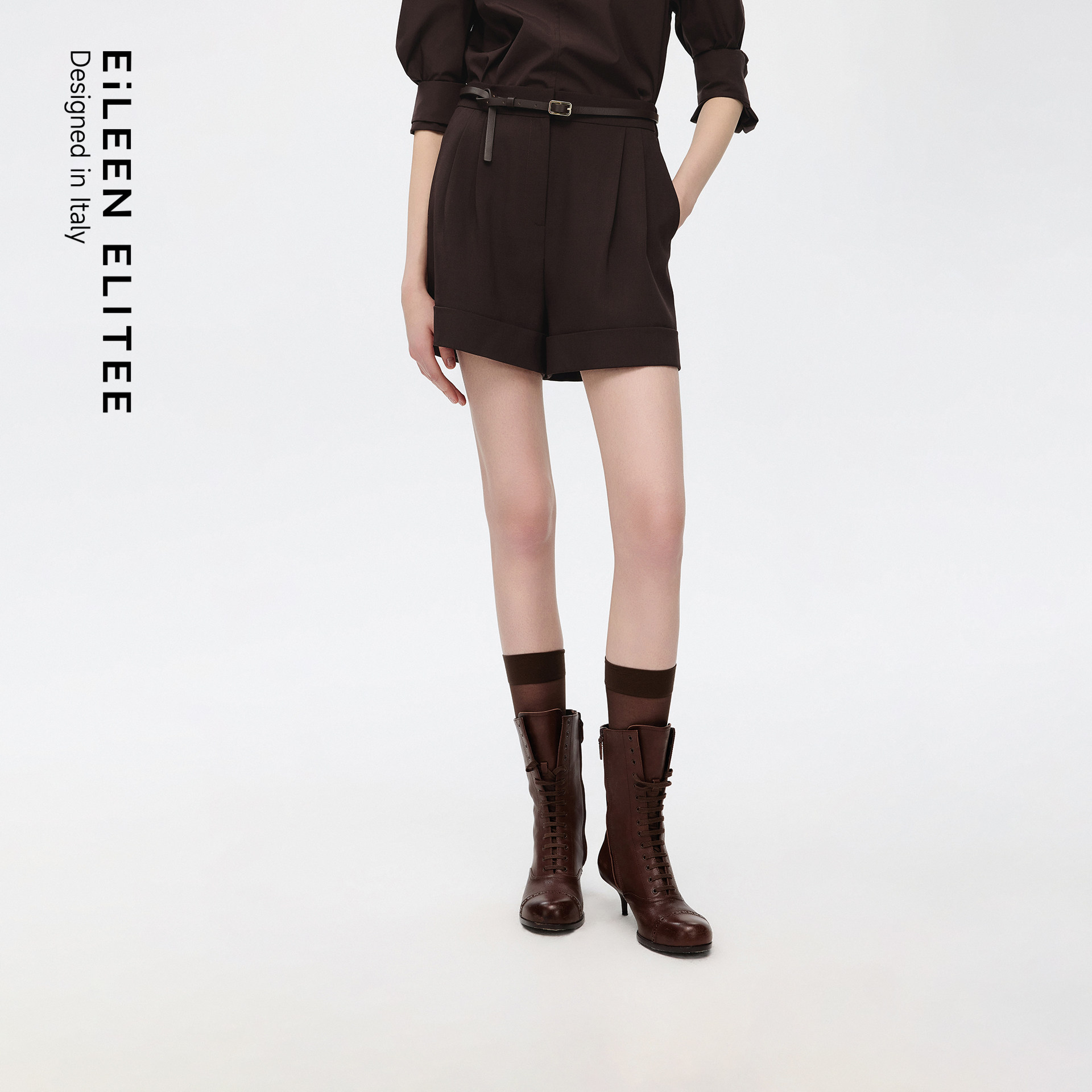 朗姿欧洲EiLEEN ELITEE2025年秋新款高腰廓形宽松通勤轻薄短裤,女装/女士精品,休闲裤,淘宝优惠券,粉丝福利购,淘宝优惠卷