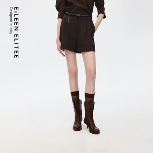 高腰廓形宽松通勤轻薄短裤 朗姿欧洲EiLEEN ELITEE2025年秋新款