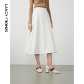 朗姿复古伞摆a字高级感半裙女半身裙 江疏影同款