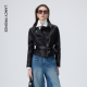 新款 朗姿羊皮革翻领收腰短款 皮衣干练率性高级感短外套2026年春季