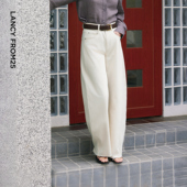 新款 朗姿白色高智感镰刀裤 简约风2026年春季 百搭休闲裤 纯棉时尚