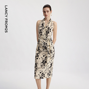 朗姿25设计感气质长裙高级感收腰复古法式碎花优雅连衣裙春夏新款