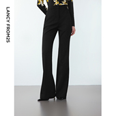 朗姿高级感黑色通勤长裤 时尚 新款 裤 高腰显瘦气质裤 西装 子2024冬季