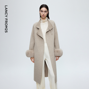 新款 朗姿羊毛优雅高级简约长款 毛呢大衣大女主呢子外套2025年冬季