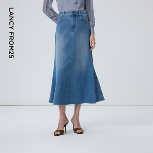 高级感半身裙 女冬季 朗姿25法式 牛仔a字高级感气质半裙显瘦长款