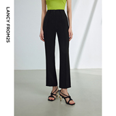 醋酸休闲裤 朗姿法式 新款 子2024夏季 女 直筒微喇设计感气质高级感裤