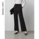 显瘦长裤 女士通勤裤 休闲裤 新款 子 春季 朗姿25黑色高腰垂感阔腿裤