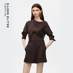 新款 2025年秋季 女 ELITEE设计感气质通勤翻领衬衫 朗姿欧洲EiLEEN