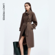新款 朗姿立领收腰长款 风衣休闲通勤气质设计感百搭外套2025年秋季