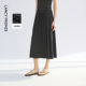 a字直筒法式 气质长款 别致半身裙 新款 朗姿25凉感黑色半裙夏季
