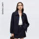 新款 女通勤高级感2025年冬季 短裤 朗姿藏蓝色复古文雅夹克短外套