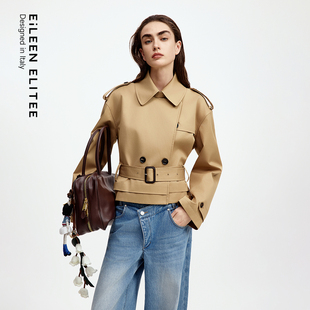 新款 风衣商务外套2025秋季 ELITEE复古设计感短版 朗姿欧洲EiLEEN