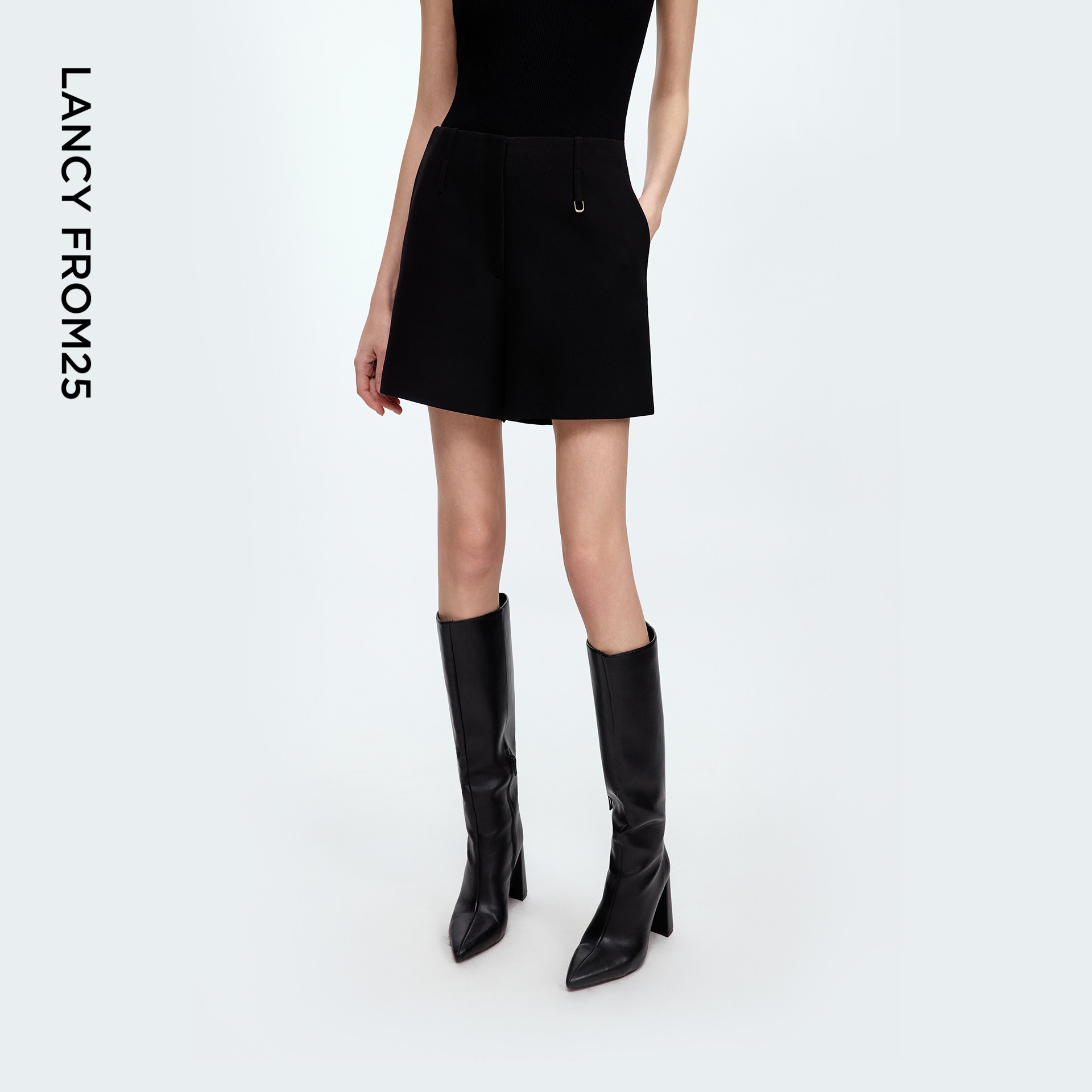 朗姿醋酸直筒西装短裤高级感气质直筒裤通勤西裤女2025年秋季新款