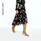 新款 朗姿a字大摆不规则半身裙气质设计感碎花长款 半裙2025年秋季