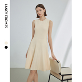 朗姿法式 收腰显瘦针织连衣裙 新款 高级感气质无袖 裙子女2024年夏季