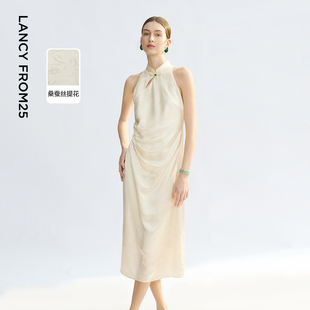 长裙提花盘扣旗袍2025年夏新款 朗姿桑蚕丝新中式 连衣裙 兰亭叙
