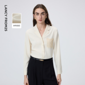 朗姿西装 新款 领蕾丝绣花百搭衬衫 优雅干练通勤衬衣女2026年春季