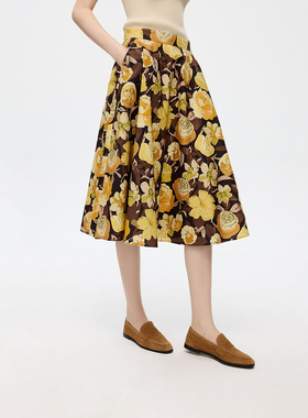 朗姿欧洲EiLEEN ELITEE纯棉印花半身裙大摆女士2025秋季新款