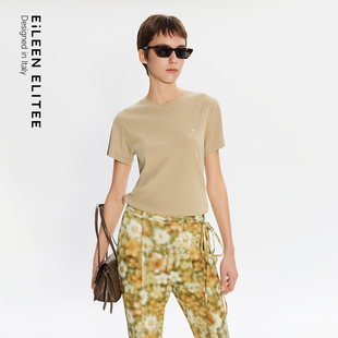 新款 朗姿欧洲EiLEEN 2025年夏季 T恤休闲百搭基础款 ELITEE圆领短袖