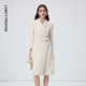 修身 西装 连衣裙秋新款 气质中长款 v领长袖 法式 裙 朗姿Basic衣橱