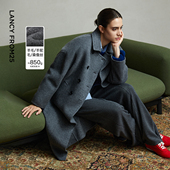 新款 毛呢大衣绵羊毛双排扣呢子2025年冬季 从绒系列 朗姿时尚